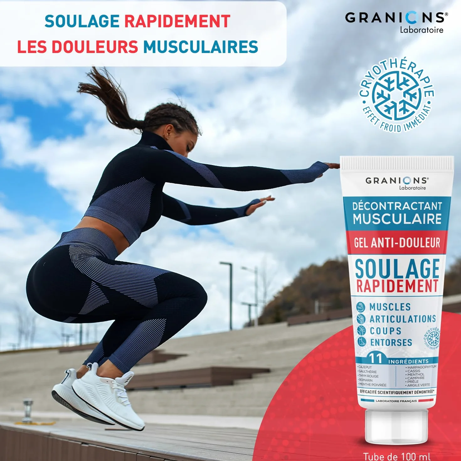 GRANIONS Décontractant Musculaire Gel Anti-Douleur 100 ml Cryothérapie