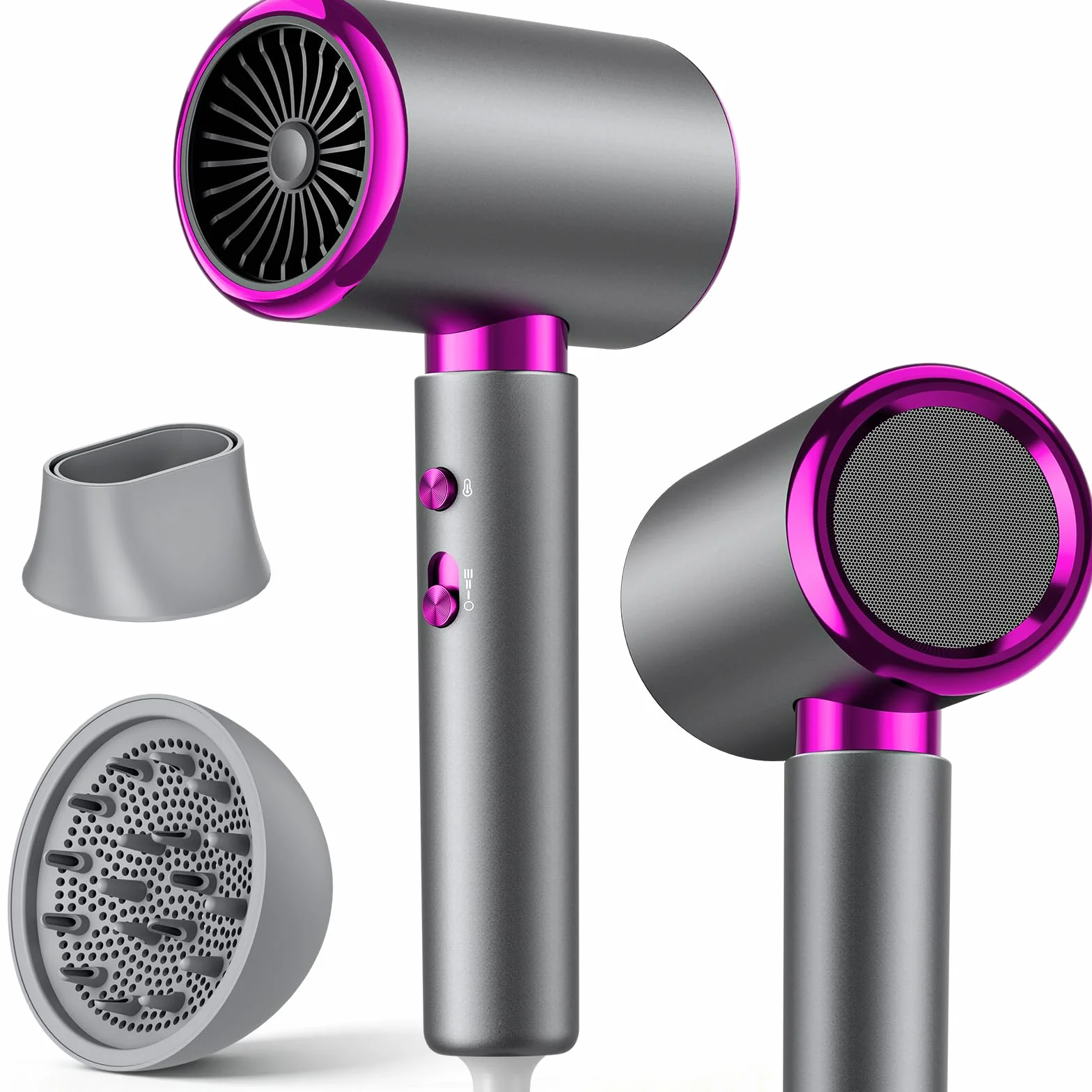 Sèche Cheveux 2400W Séchage Rapide Ionique avec Diffuseur Boucles | 3 Températures 2 Vitesses Air Froid Concentrateur Léger et Compact pour Brushing Maison Voyage