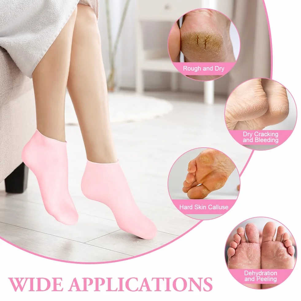ACWOO Chaussettes Hydratantes en Silicone 3 Paires Soin des Pieds Fissurés