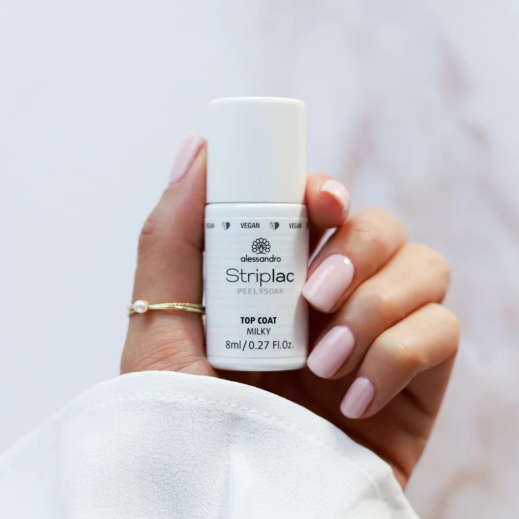Alessandro Striplac Peel or Soak Top Coat Milky Vernis à LED 8 ml