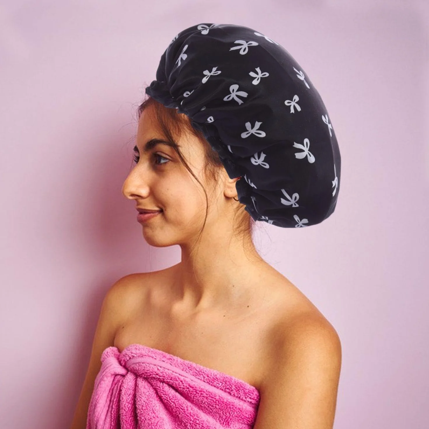 Bonnets De Douche Imperméable Double Couche Lot De 2 Avec Nœud