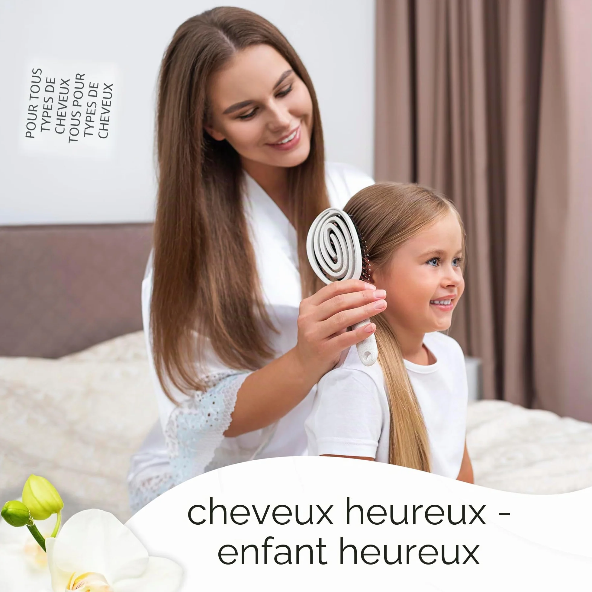 FABCARE Brosse Cheveux Poil Sanglier Démêlante Double Ressort Spirale Magique Sans Tirer Professionnelle Beige
