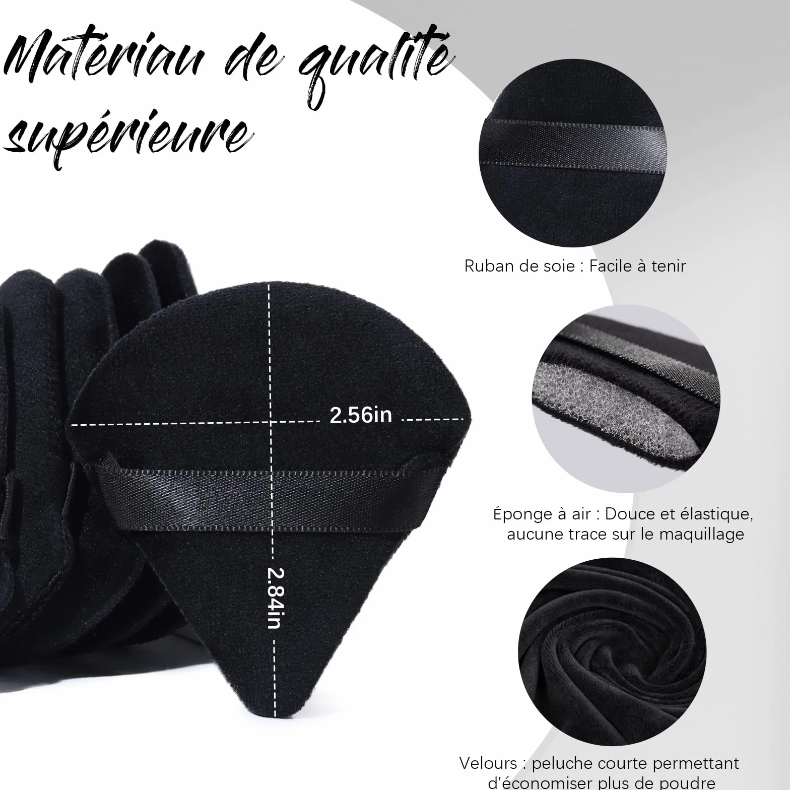 BEAKEY Triangle Houpette Maquillage Fond De Teint Éponge Poudre Douce (6 Pièces Noir)