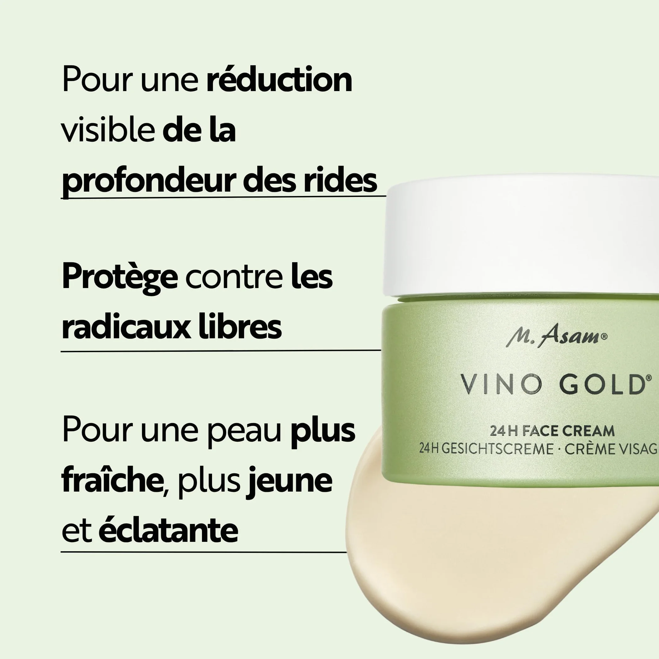 M. Asam Vino Gold Crème Visage 24H (100 ml) | Crème de jour & crème de nuit 24h Contre les rides & ridules, Protection contre le vieillissement prématuré, Anti-âge