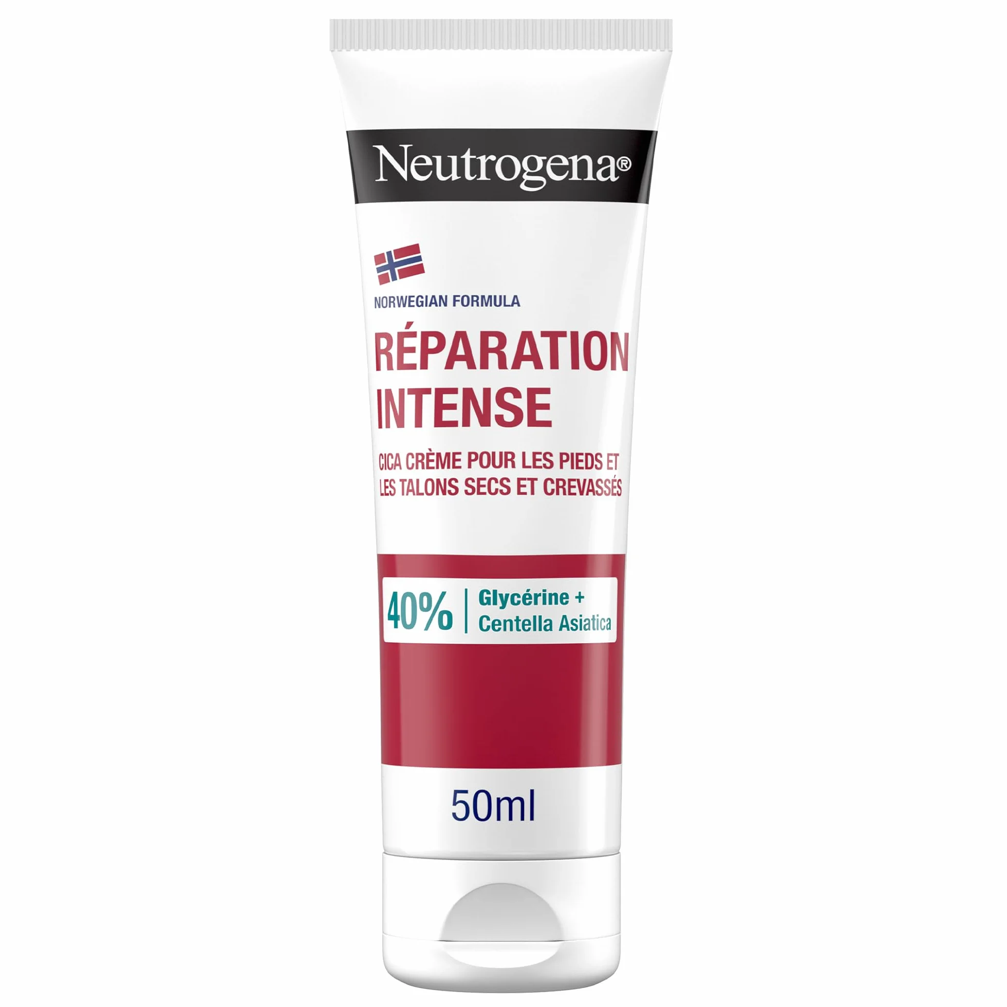 Neutrogena Crème Pieds & Talons Crevassés Réparation Intense Formule Norvégienne 50 ml 40% Glycérine Centella Asiatica Cica Crème Réparatrice