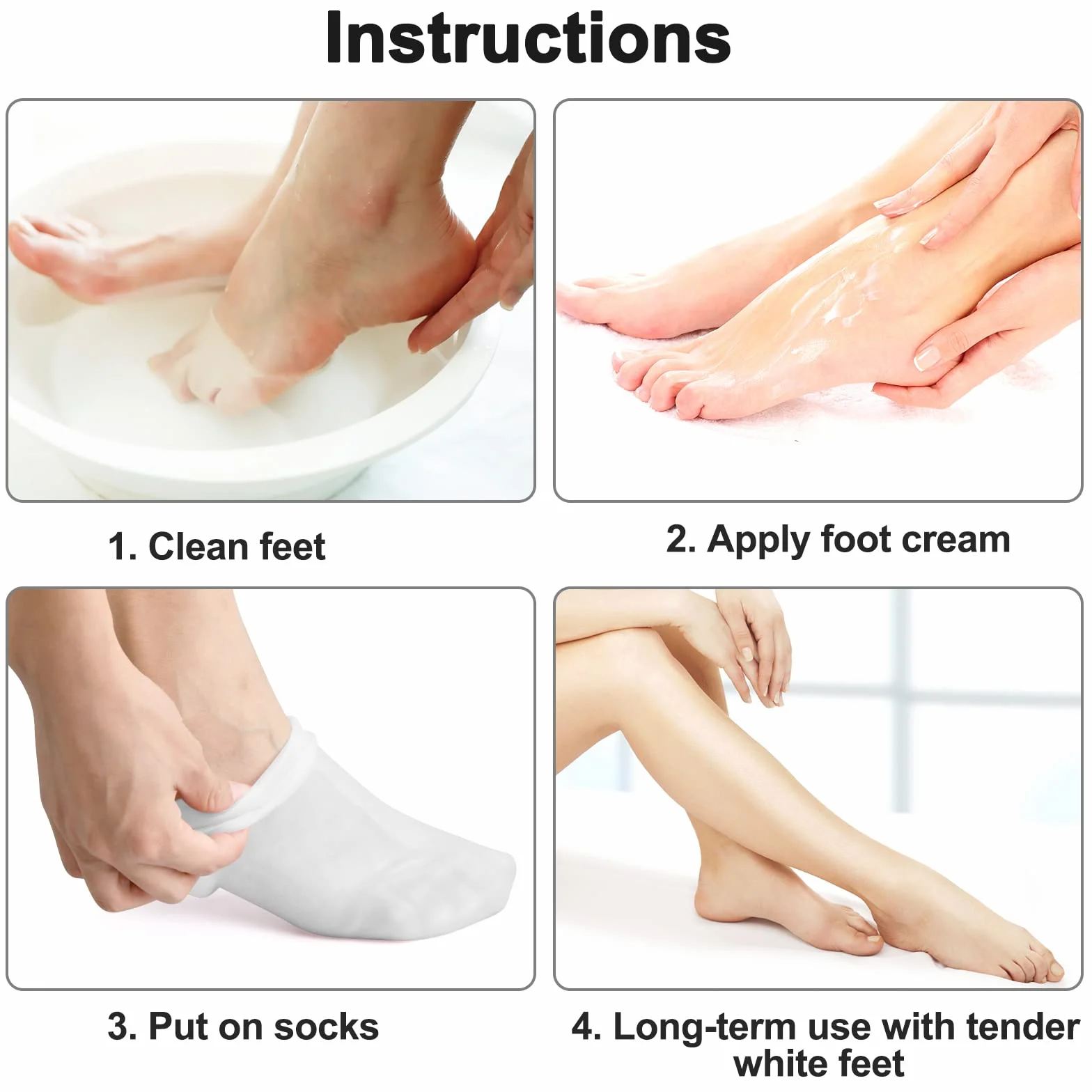 Chaussettes Hydratantes Anti-fissuration Pieds Fissurés Soin Gel Hommes Femmes (Blanc)