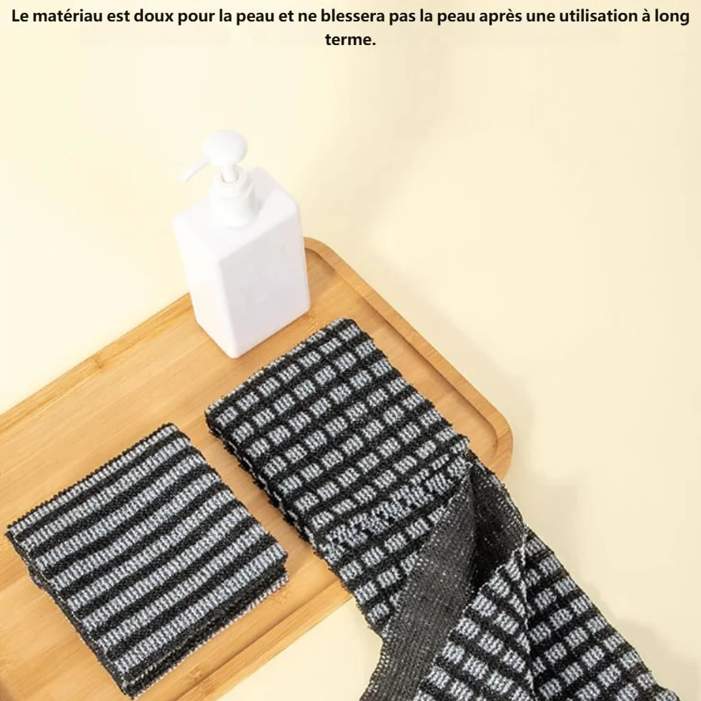 Serviette De Douche Exfoliante Ecovia, Fibres De Bambou Et Charbon Actif, Séchage Rapide