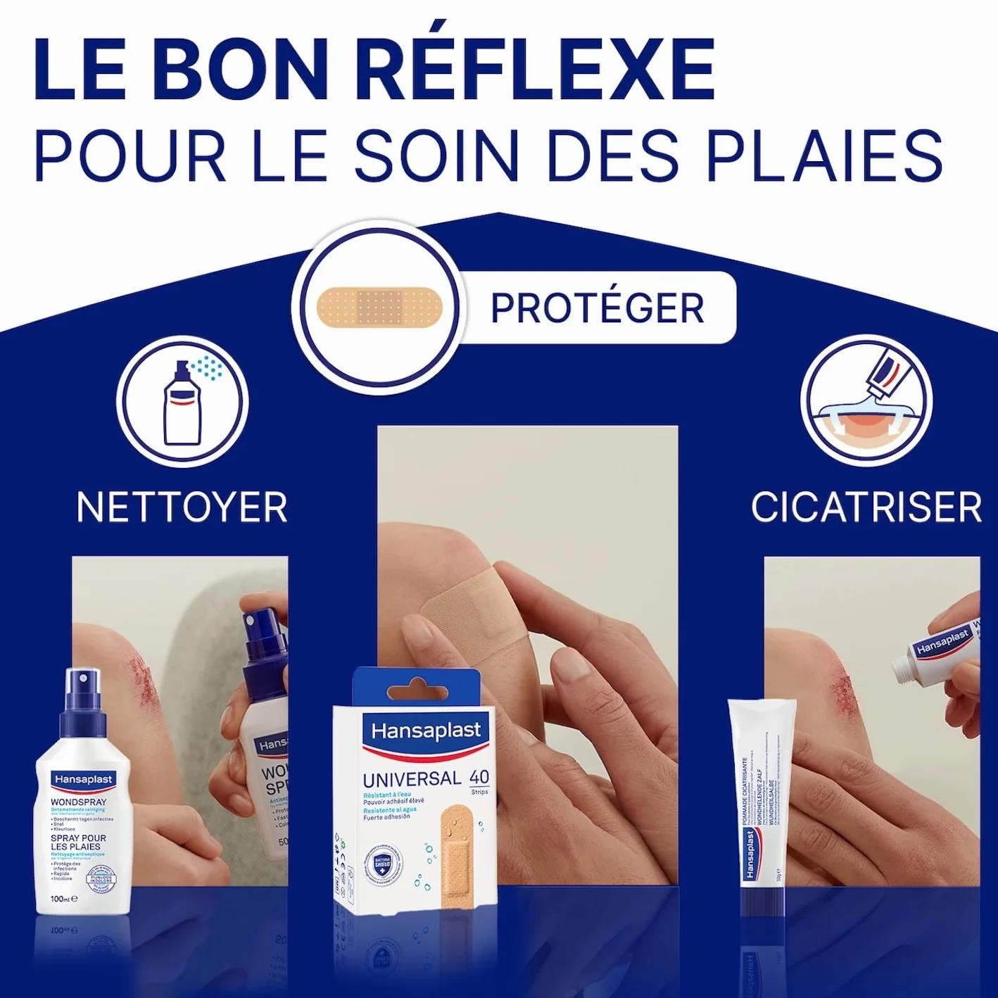 HANSAPLAST UNIVERSAL Pansements Prédécoupés Résistants à l'Eau et à la Poussière Couleur Chair 40 Pièces
