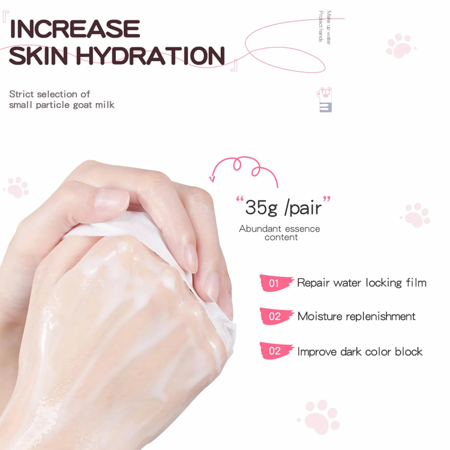 Lot de 8 paires de gants de soin pour les mains, masque hydratant niacinamide lait de chèvre