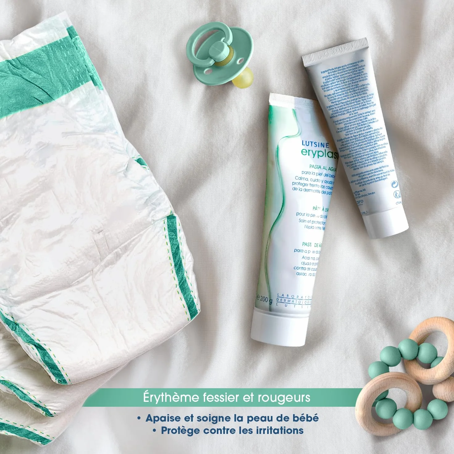Eryplast Pâte à l’eau 200 gr - Soin érythèmes fessiers, rougeurs, irritations - Hypoallergénique, sans parfum