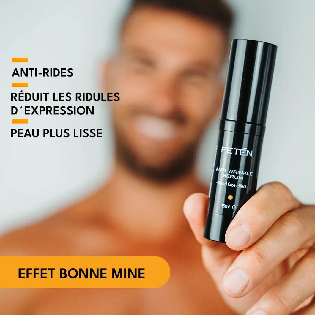 FETEN Sérum Vitamine C et Rétinol pour Homme - Crème Hydratante Anti Rides Visage et Contour des Yeux - Soin Anti-âge