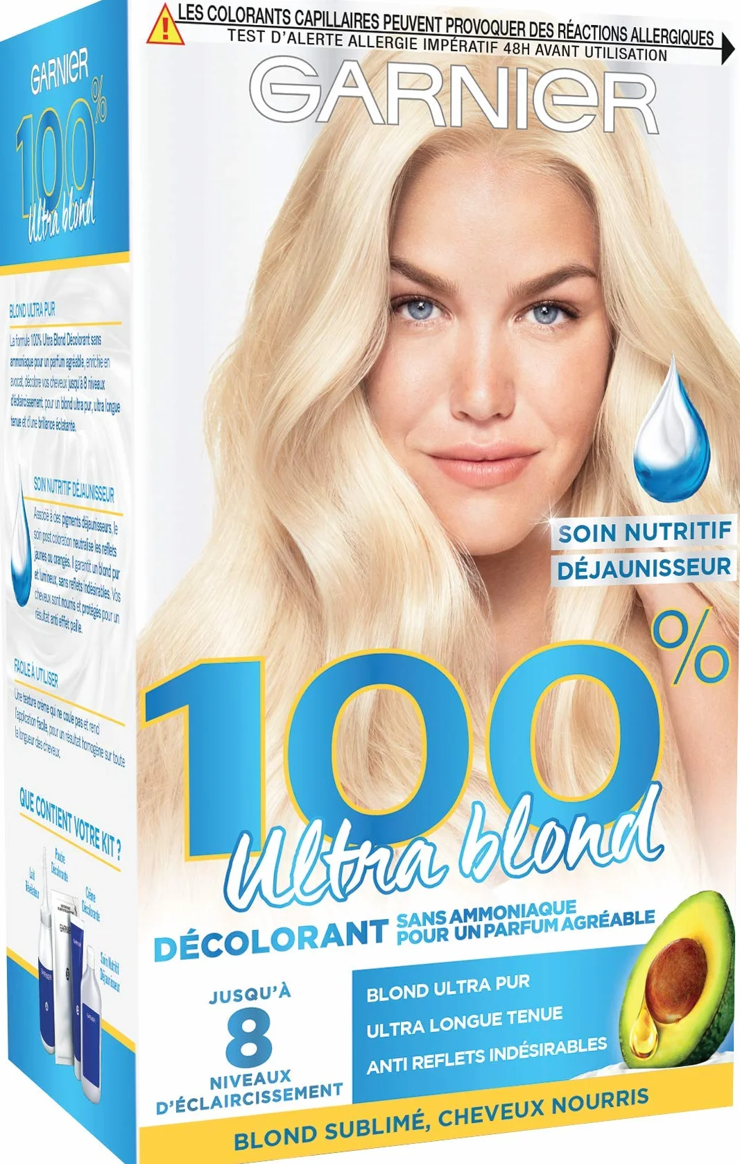 Garnier 100% Ultra Blond Kit Décoloration Sans Ammoniaque Éclaircissement Maximum Anti-Paille