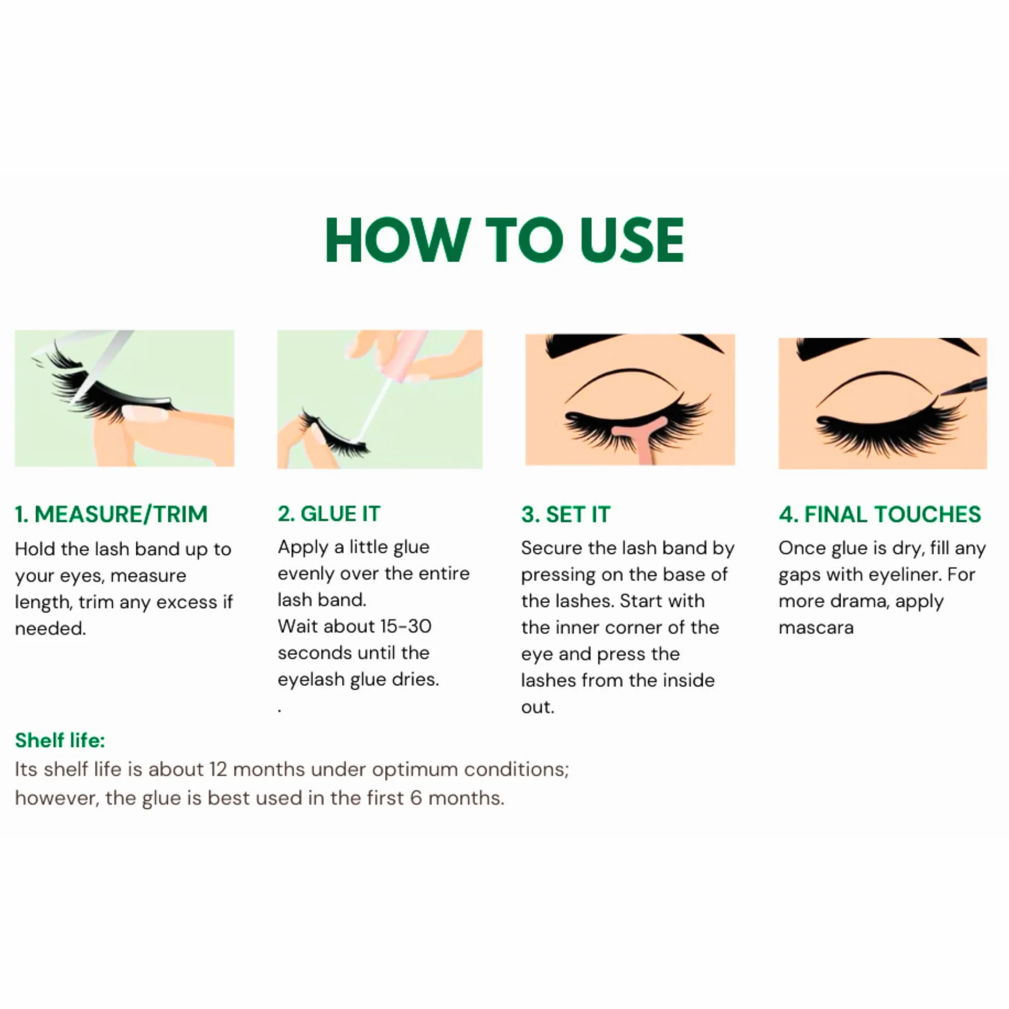 Colle DUO résistante à l'eau pour cils et sourcils, vegan (1 duo green)