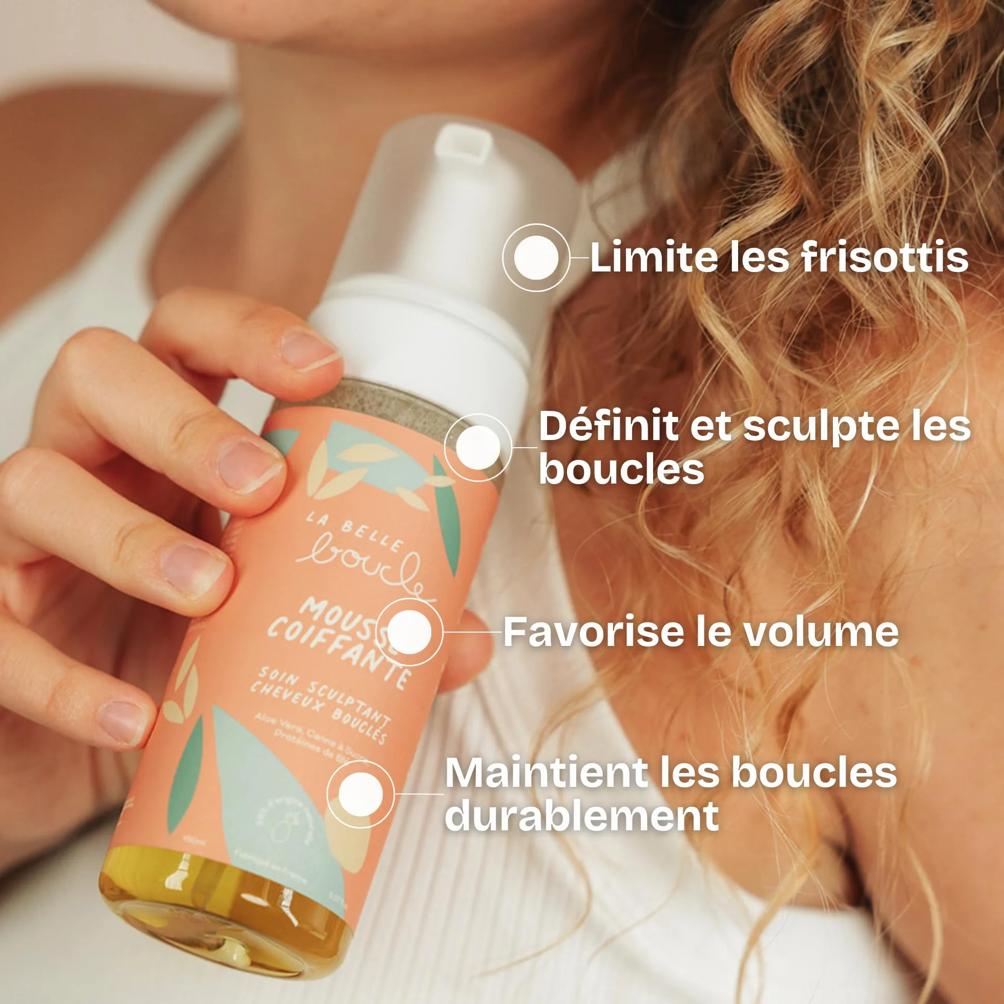 La Belle Boucle - Mousse Coiffante Cheveux Bouclés, Frisés & Crépus - Soin Sculptant 150ml - Définition, Volume & Anti-Frisottis Sans Effet Carton - Vegan, France