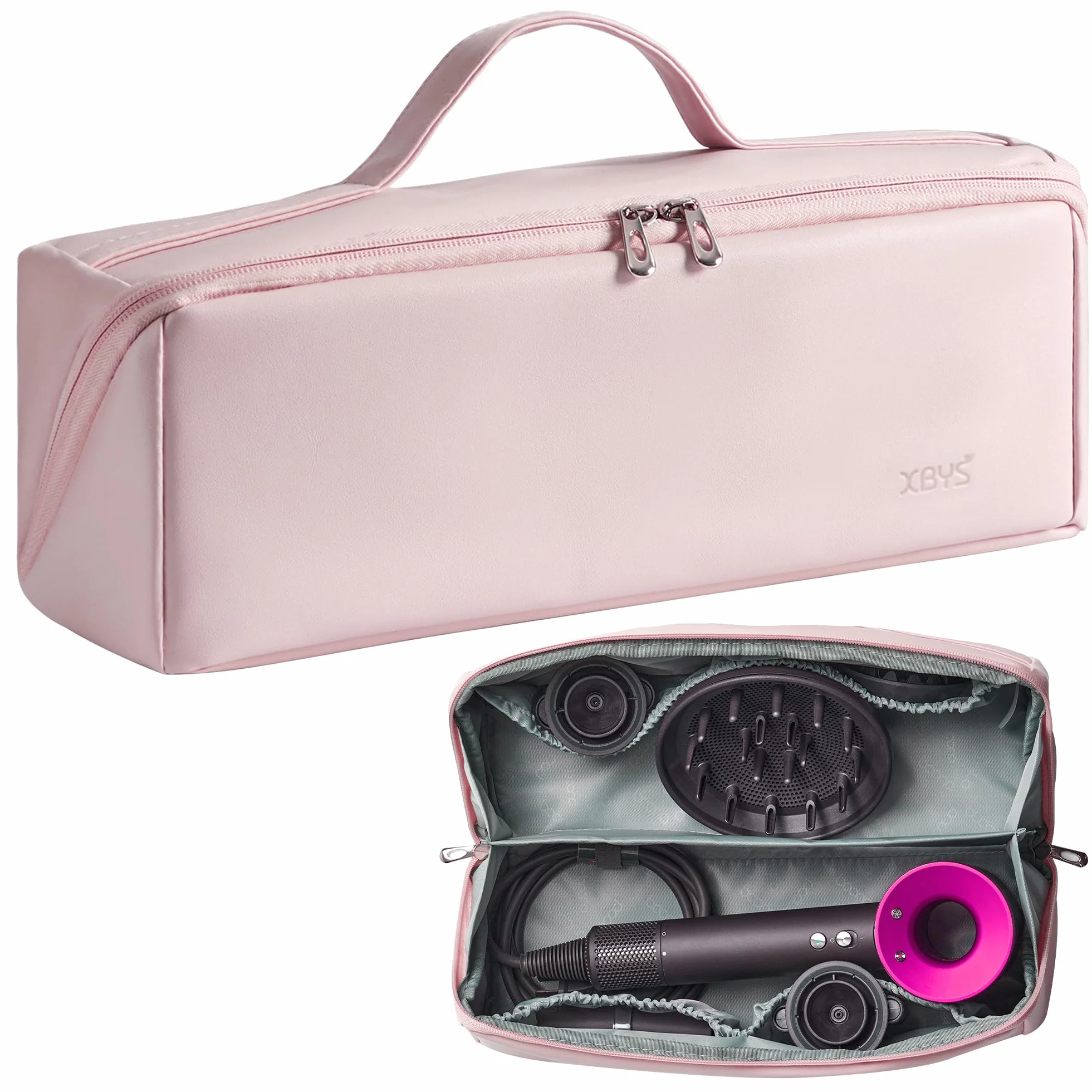 Veki Sac de Rangement Compatible avec Dyson Airwrap Styler et Shark, Étui de Transport de Voyage Portable pour Dyson Supersonic, Sac de Voyage Étanche pour Dyson Sèche-Cheveux et Accessoires (Rose)