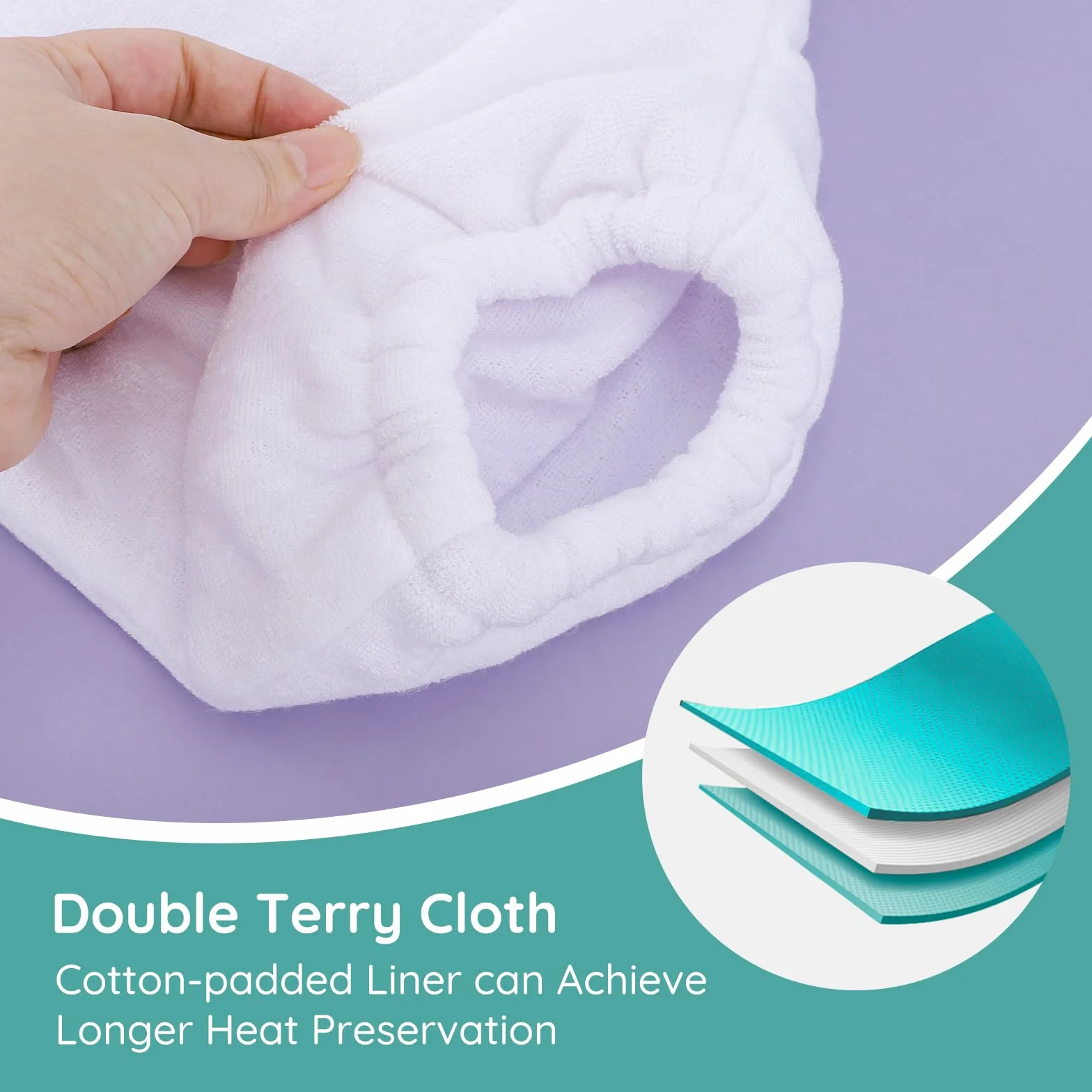 Chaussons de bain en cire de paraffine blanche, ouverture élastique Segbeauty à double éponge pour thermothérapie, sacs pour les mains et les pieds pour le traitement thermique, machine à cire