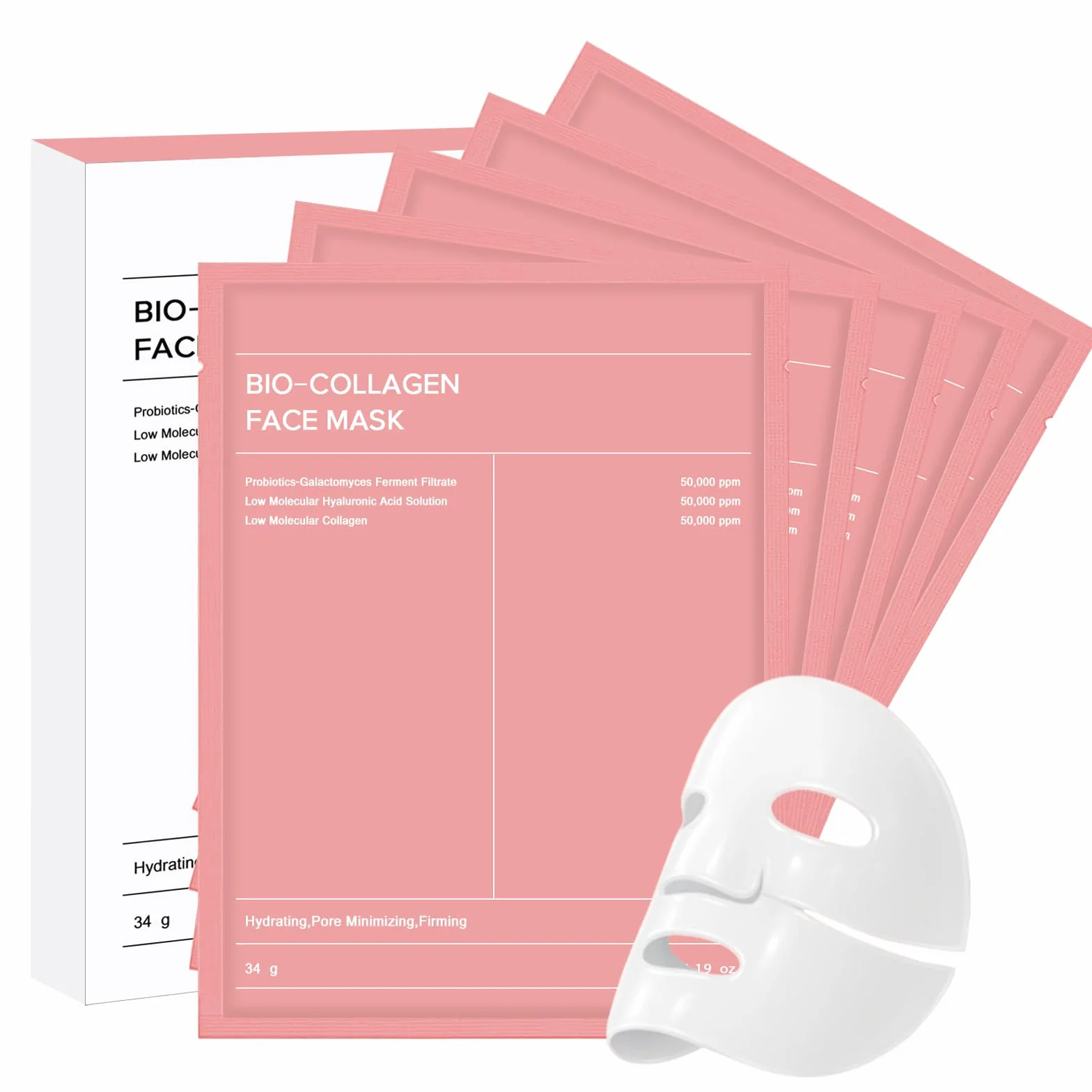 Masque de Nuit Hydrogel Bio Collagène Anti-Rides Hydratant Raffermissant 5 Pièces x 34 g