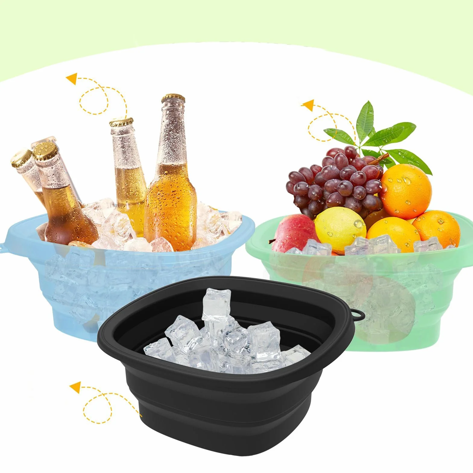 Bol de Glace Pour Visage, Soin Visage Glacé pour Plongeon Froid, Bassin Réutilisable avec Plateau Intégré Pliable, Outil Spa Portable