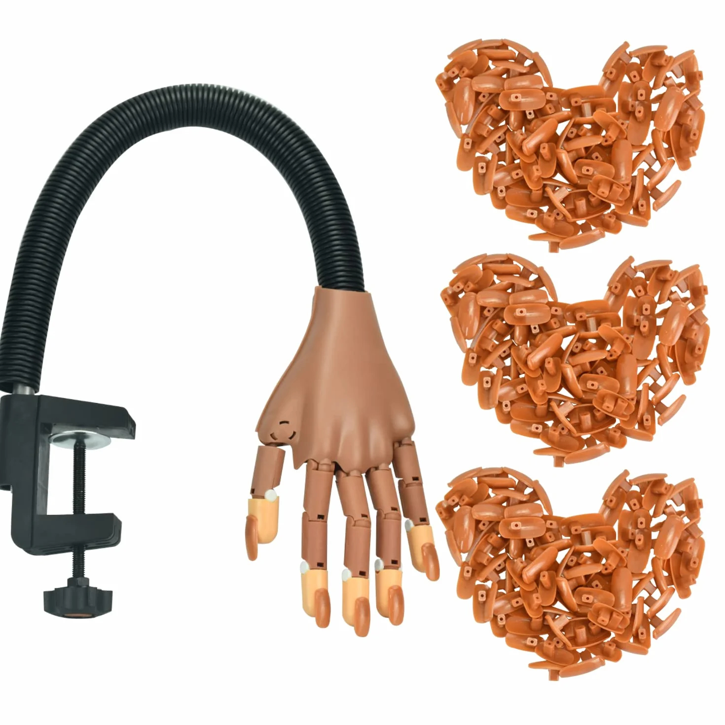 D'entraînement Manucure, Fausse Main Entrainement Formation, Faux Doigts pour Faire les Ongle, Main de Pratique Réglables Flexibles pour Manucure à Ongles Bricolage, avec 300 faux ongles