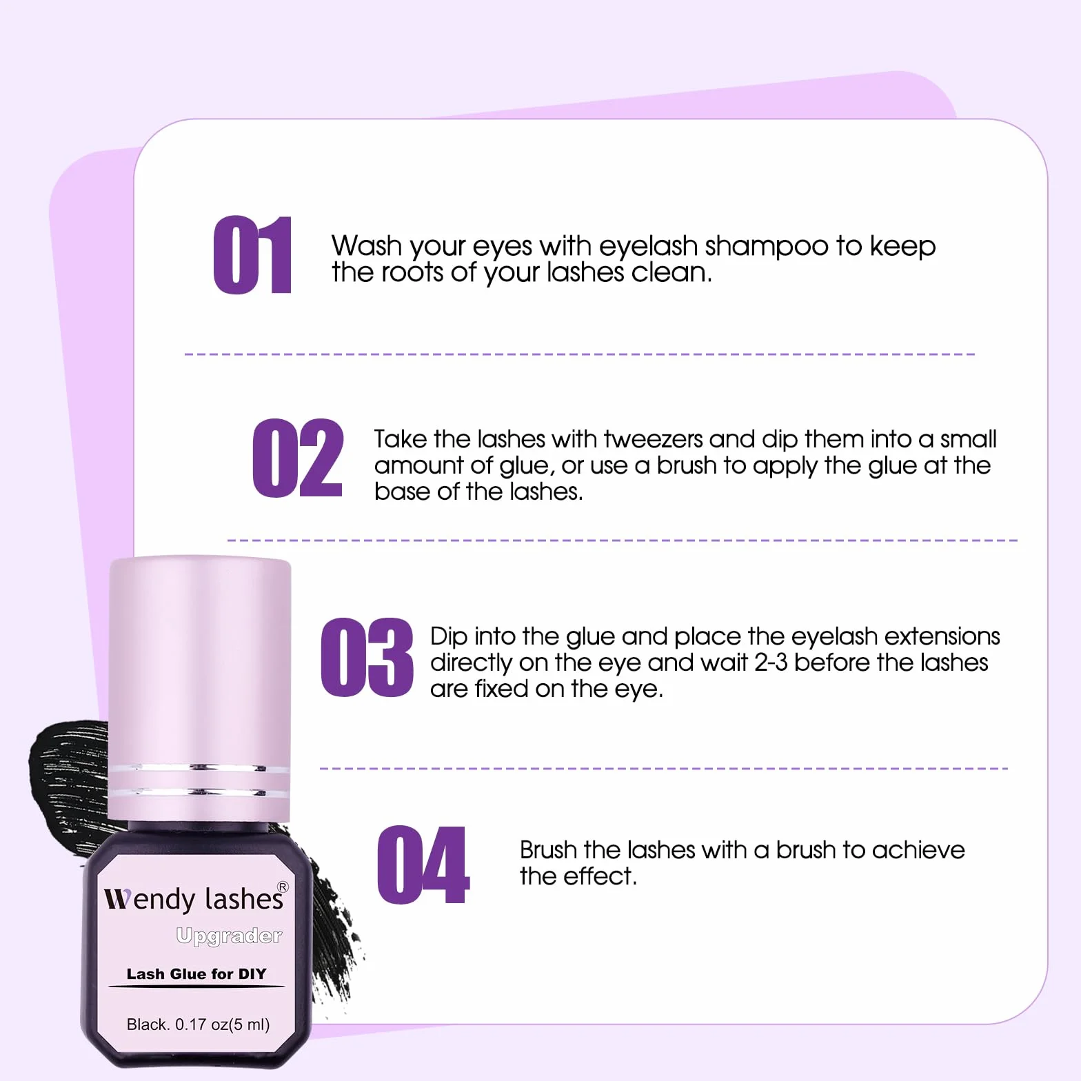 Wendy Lashes Colle Faux Cils Black Eyelash Extension Glue Strong Waterproof 2-3 Sec Drying 5ml