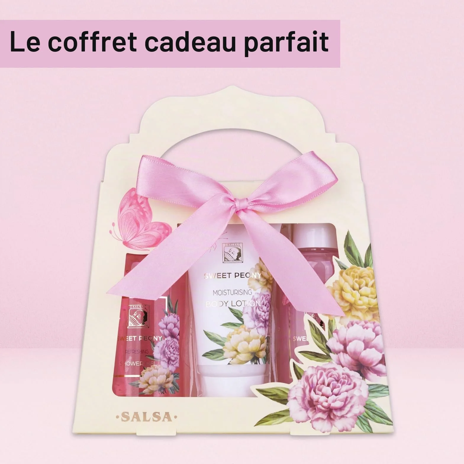 Accentra Set de douche SWEET PEONY 3 pièces gel douche lotion bain moussant boîte cadeau