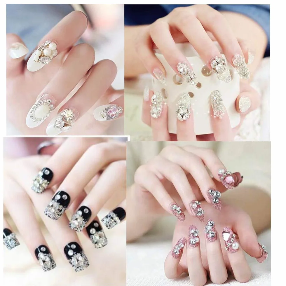 1400 Pièces Strass Cristal Autocollants Pierres Précieuses Adhésif, Acrylique 3D Décorations Ongles Art Accessoire Bijoux