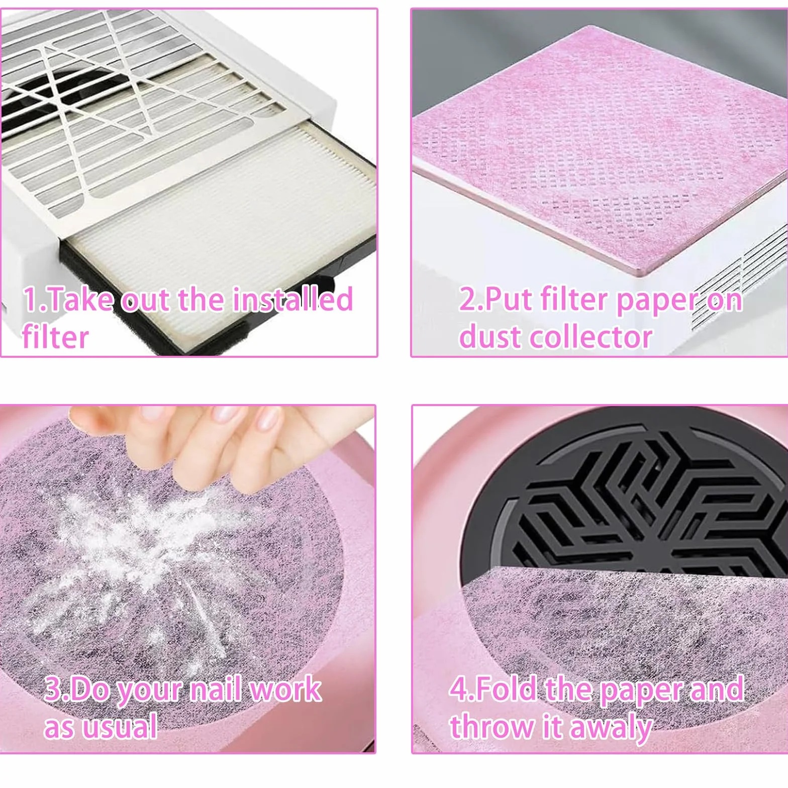 Feuille de filtre collecte poussière 200 pièces jetable portable pour salon manucure