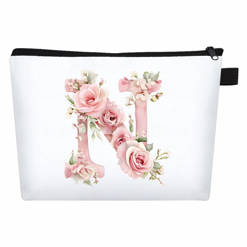 Trousse de Maquillage Personnalisée A-Z, Petite Pochette Maquillage Femme, Sac Cadeau Anniversaire Mariage EVJF Voyage