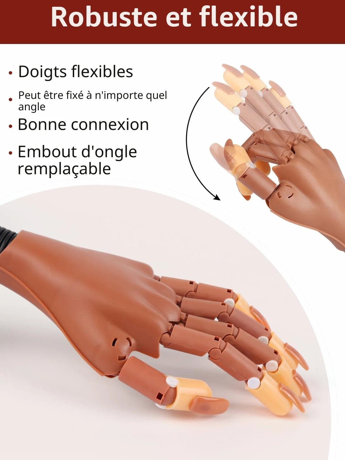 Main d'Entrainement Manucure: Flexible Fausse Main pour Ongle avec 300 Pièces Faux Ongles - Durable Main Entrainement Ongles pour Débutants Salon Maison