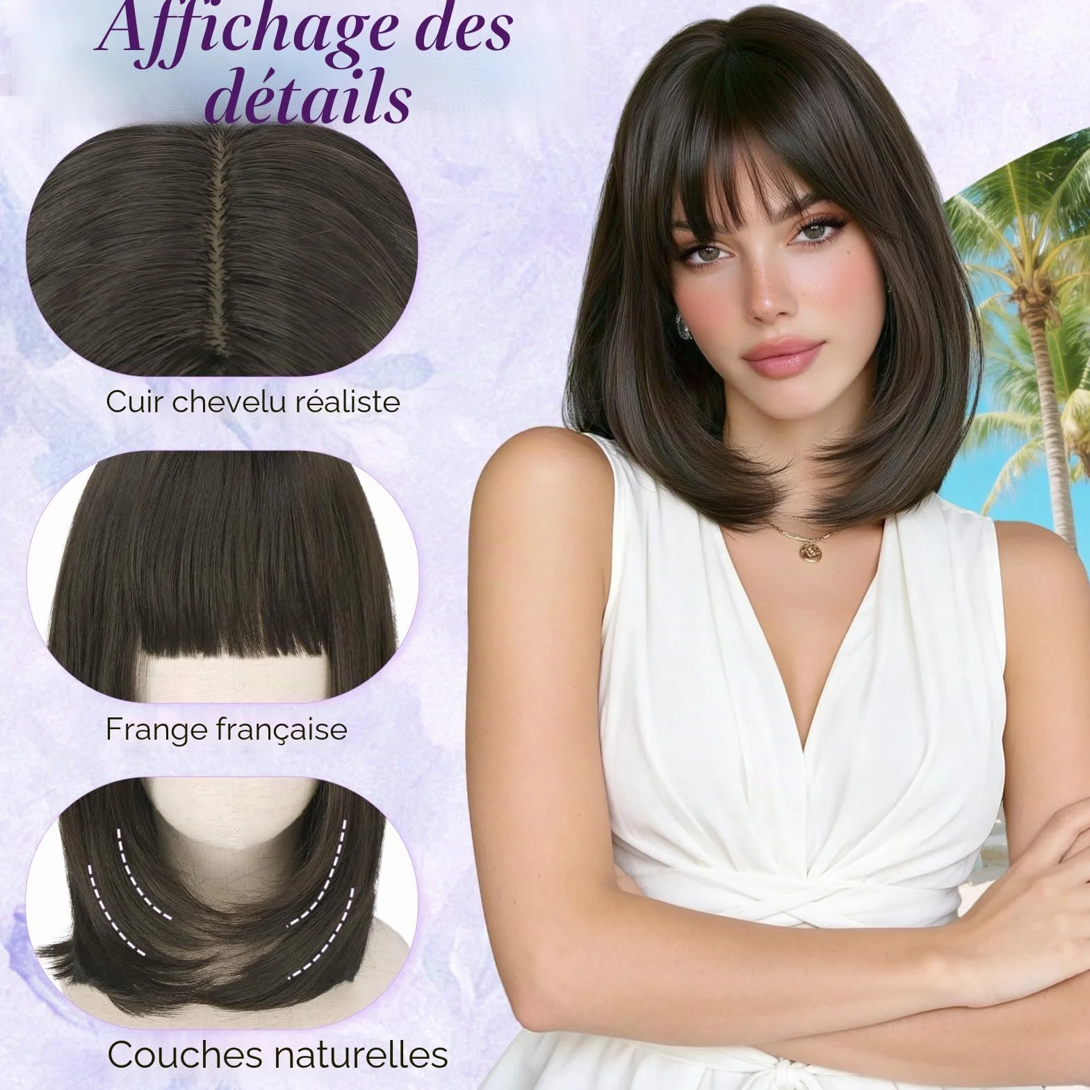 RUWISS Rouge Cuivré Perruque Courte Droite avec Frange, 35 cm Bob Layered Perruques pour Femme Classique Bob Synthétiques Résistantes pour Usageet Quotidien et Cosplay