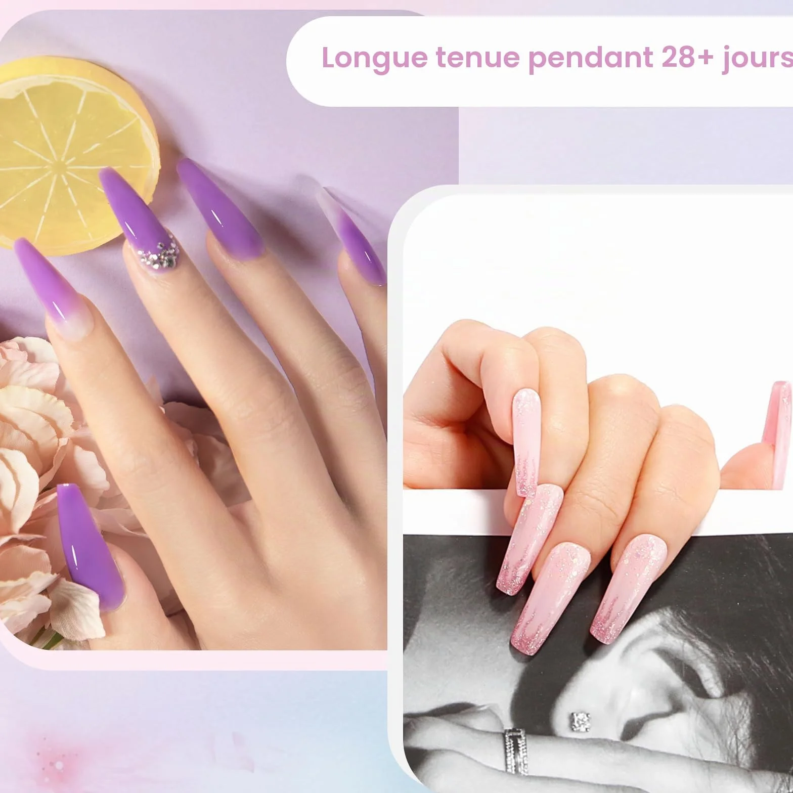 ROSALIND Kit Vernis Semi Permanent avec UV LED Lampe, 12+4 PCS Blanc Rose Bleu Vert Violet Couleurs Vernis Gel, Kit Ongle Gel UV Manucure Cadeau pour Débutant Démarrage