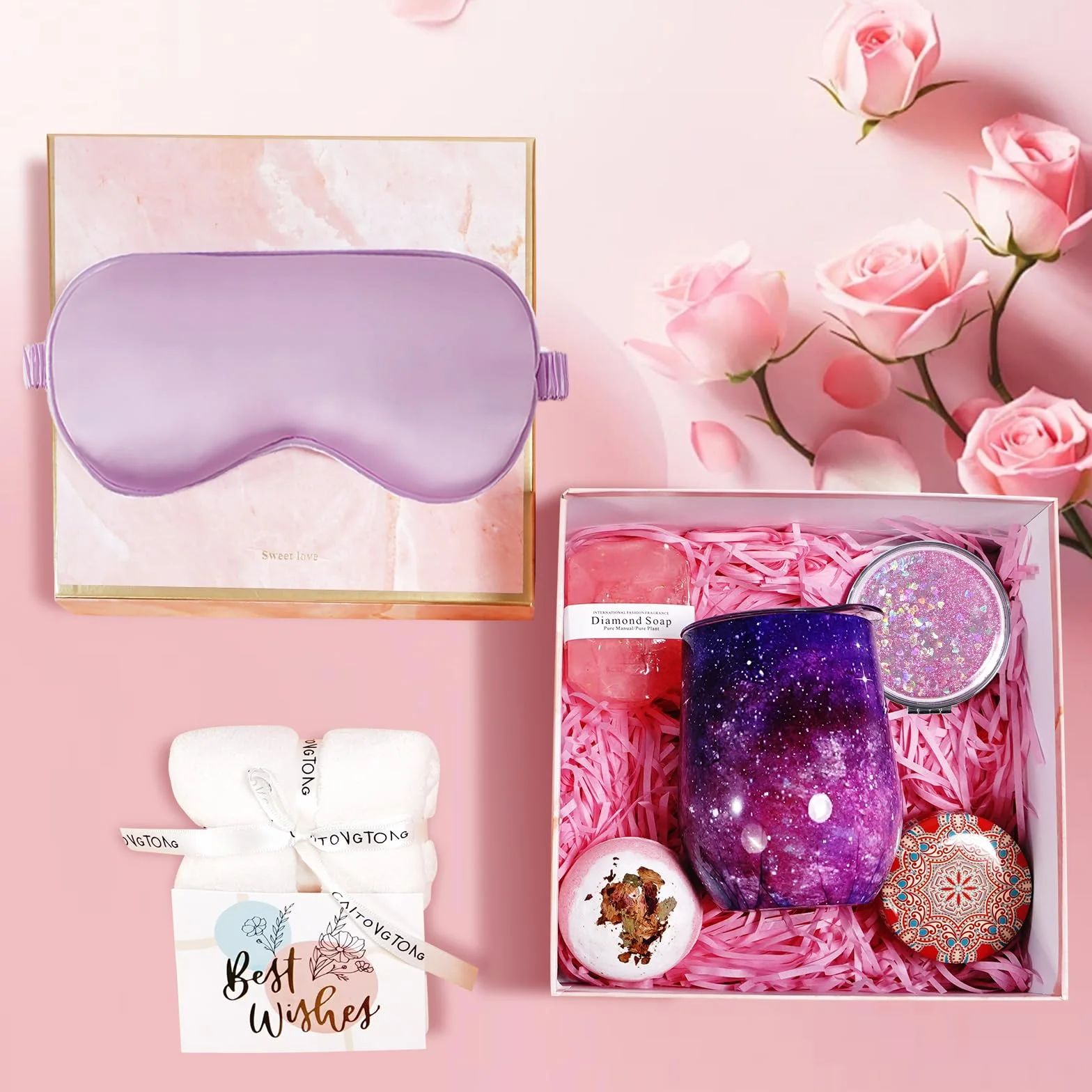 Coffret Cadeau Femme 8PCS Mug 360ml Bougies Parfumées Bombe de Bain Soins de Bain