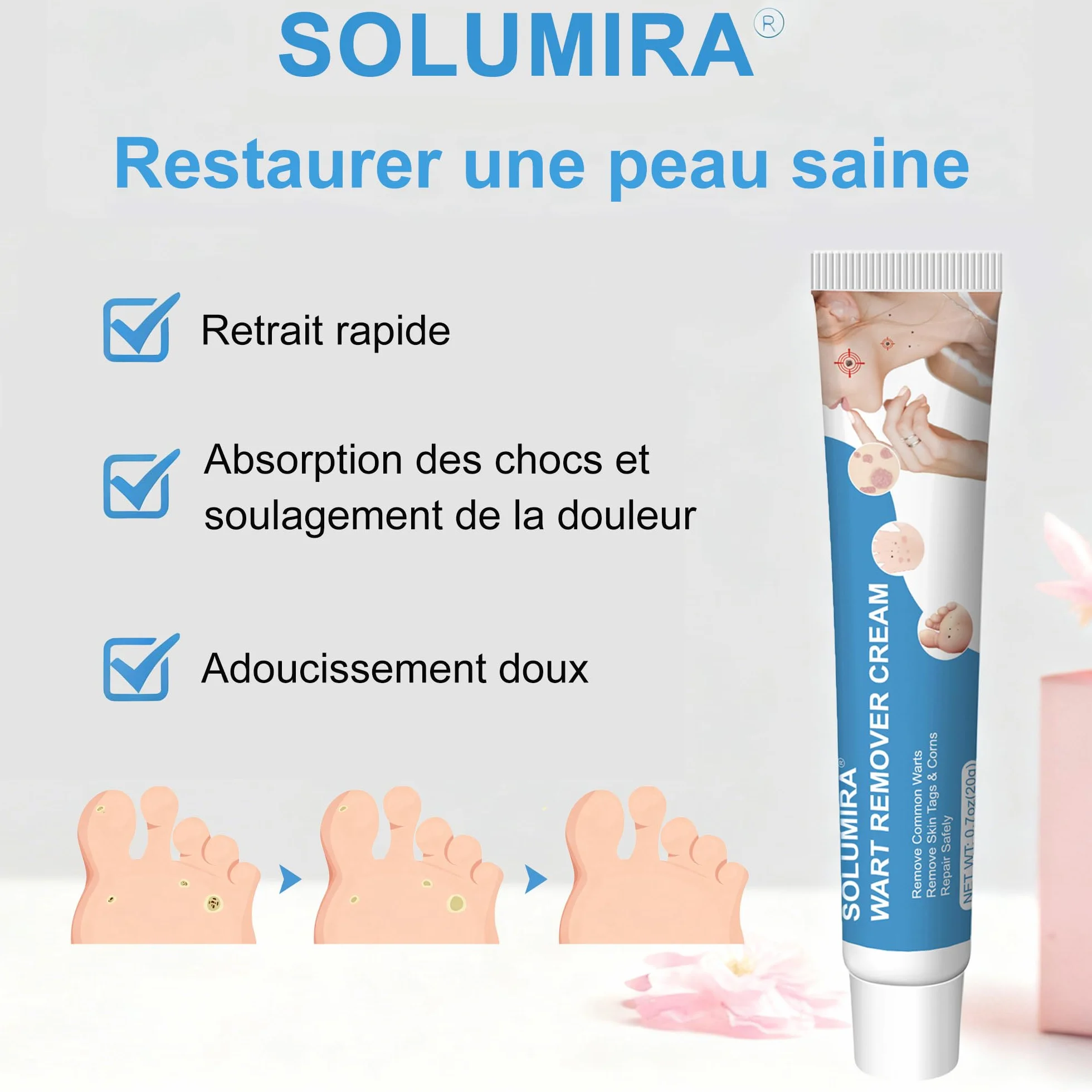 Crème Anti Verrue 20g Élimination Verrues Plantaires Vulgaris Cors Planes