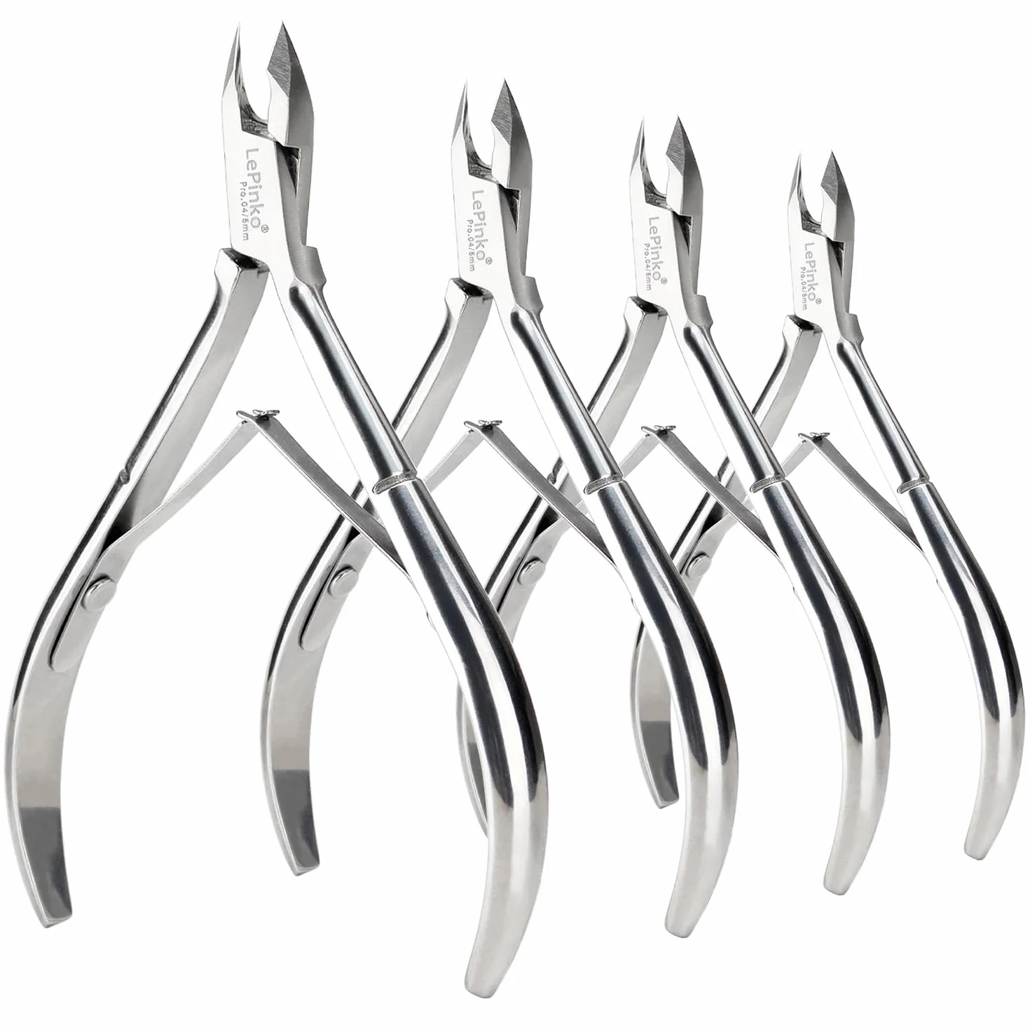 Lot de 4 pinces à cuticules en acier inoxydable de qualité supérieure pour manucure et pédicure à la maison/spa/salon