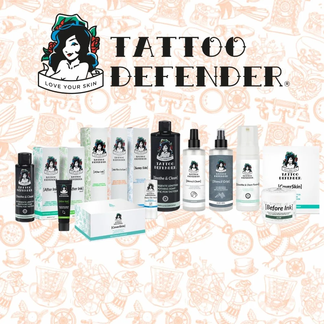 Tattoo Defender - Revitalisant D'Encre 100 ml - Crème Spécifique Pour L'Entretien Des Tatouages ​​- Ravive Les Couleurs Et Le Noir - Rend le Tatouage Brillant Et Bien Défini - Fabriqué En Italie