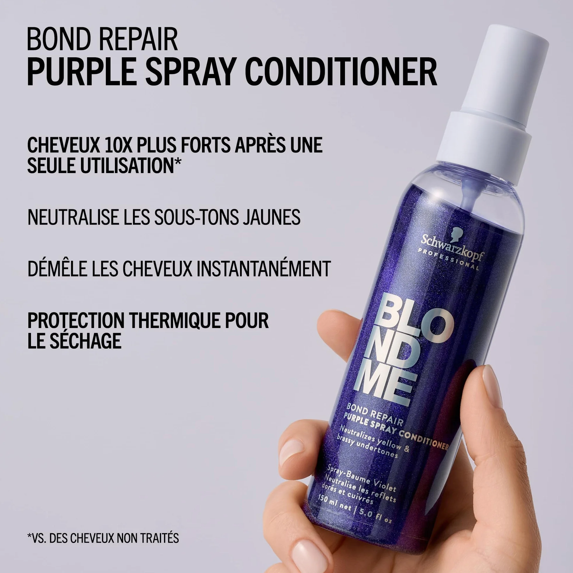 Schwarzkopf Professional BLONDME Bond Repair Purple Spray Conditioner Sans Rinçage 150 ml