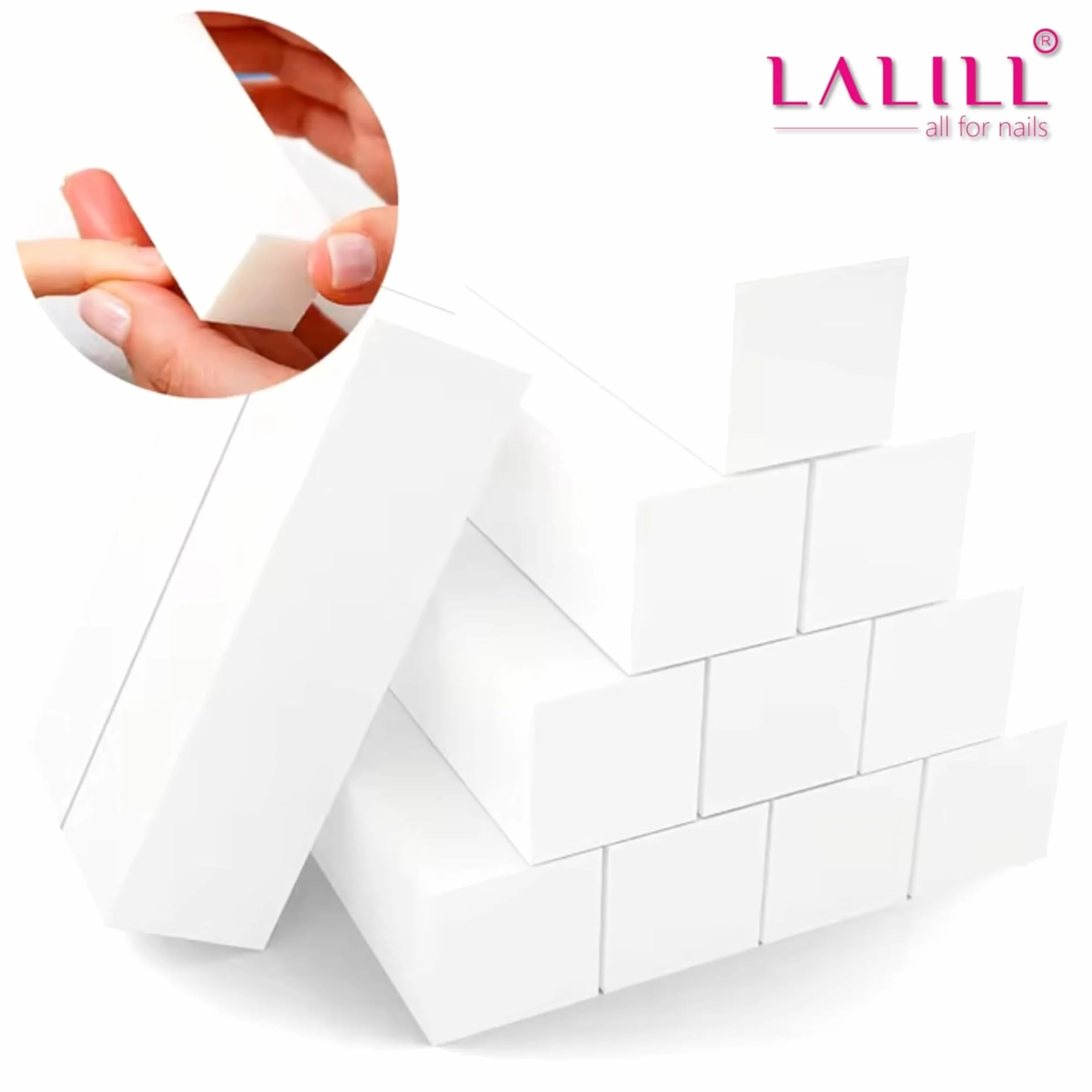 LALILL Lot de 10 Lime à Ongles Bloc de Ponçage 9,5 x 2,5 x 2,5 cm