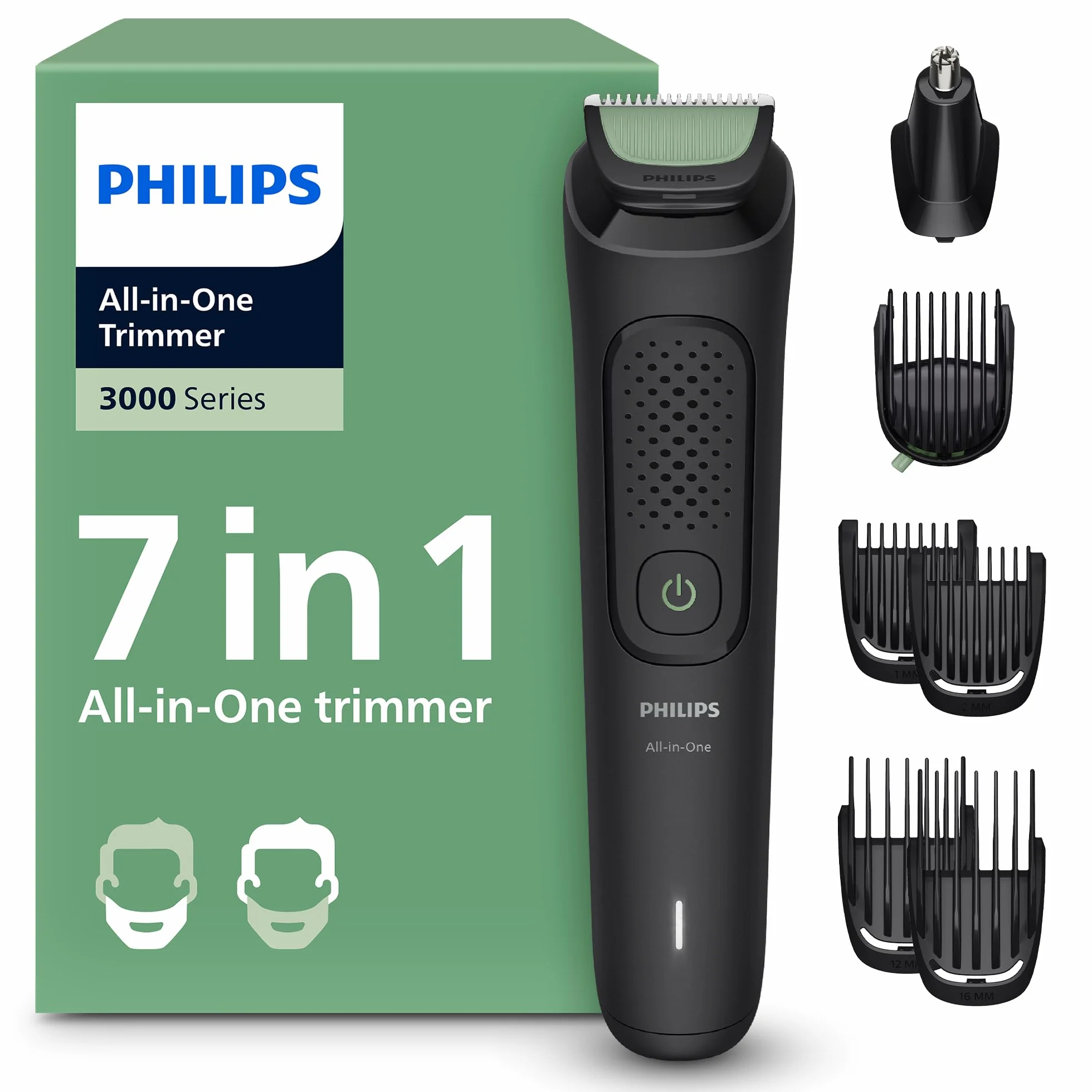 Philips Multigroom série 3000 Tondeuse tout-en-un 7 accessoires Lames auto-affûtées 10 hauteurs de coupe MG3930/15
