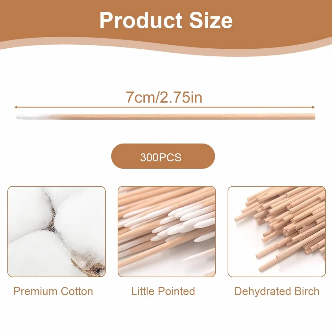 Lot De 300 Cotons-Tiges En Bois 7 Cm Pour Maquillage Sourcils Tatouage Ongles