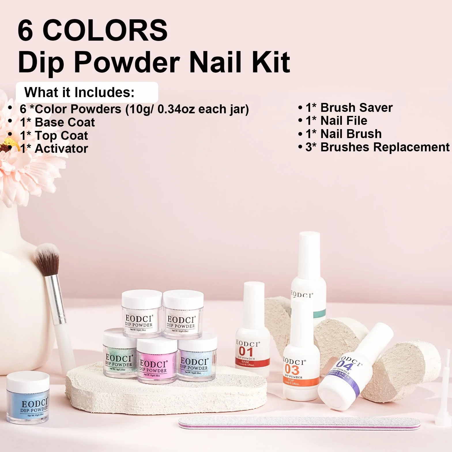 Kit de Poudre à Ongles 15Pcs, 6 Couleurs Lumineuses Bleu Rose Paillette, Poudre Acrylique avec Base Finition Activateur Pinceau, Nail Art Manucure DIY