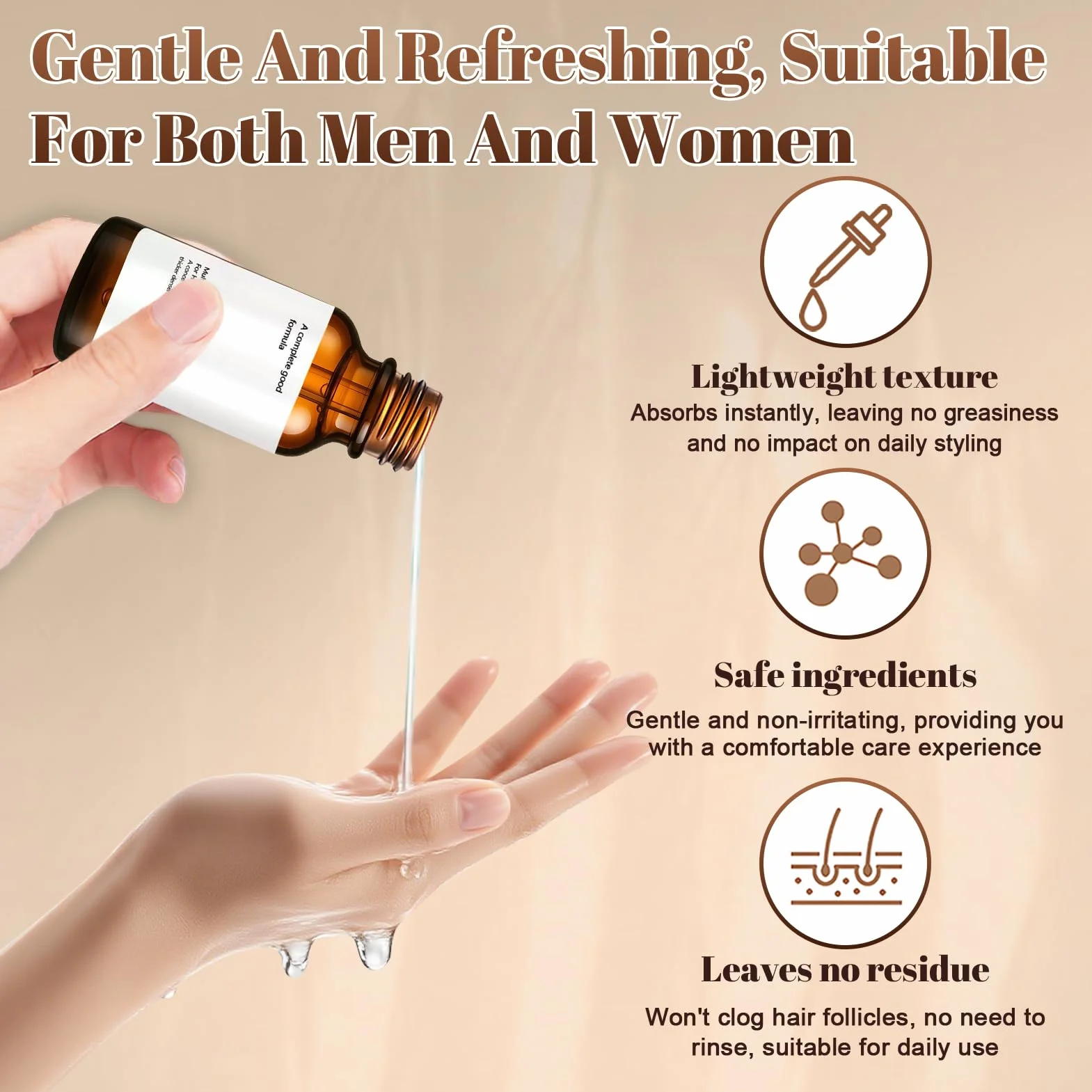 Sérum Multi-Peptide pour la Densité Capillaire, Sérum de Croissance des Cheveux, 30 ml