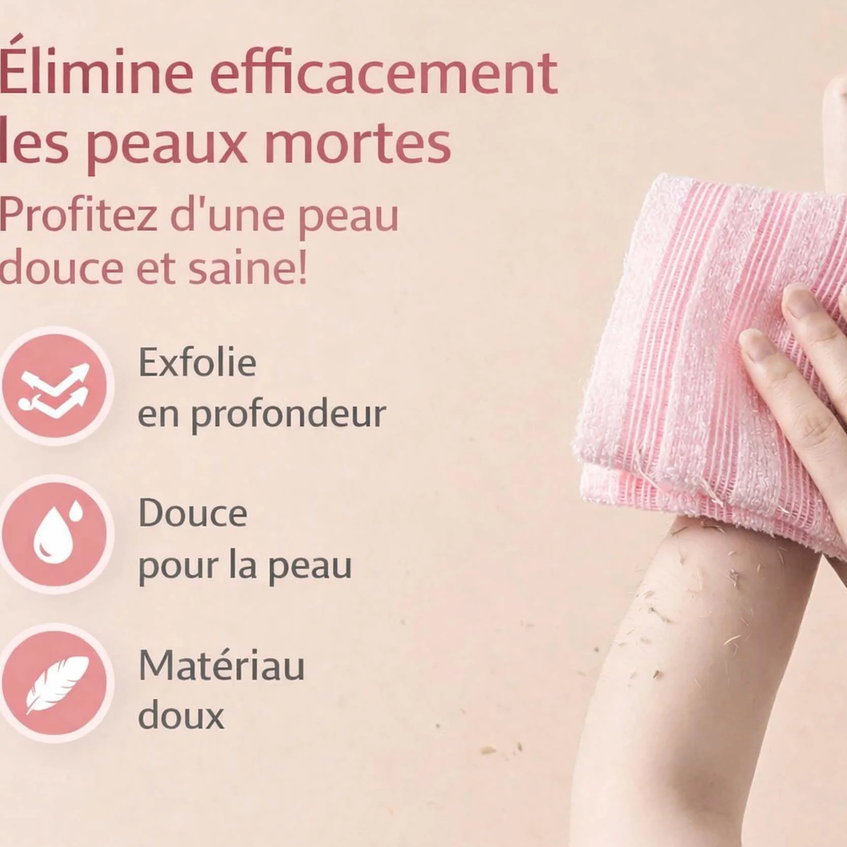 Ecovia Serviette Exfoliante Douche Exfoliation Douce Séchage Rapide Facile à Nettoyer Durable