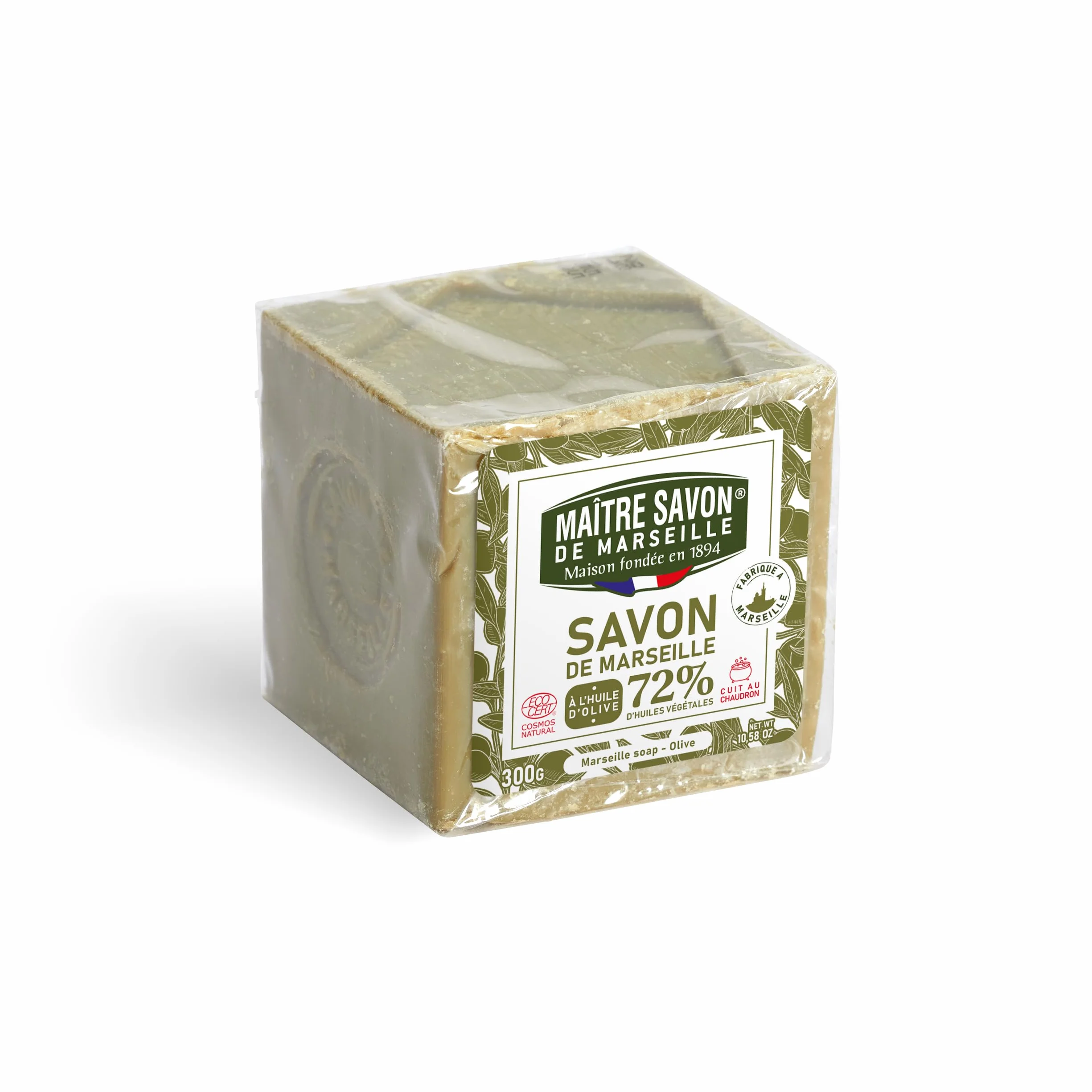Maitre Savon de Marseille Véritable à l'olive 300g ECOCERT Cosmos Natural