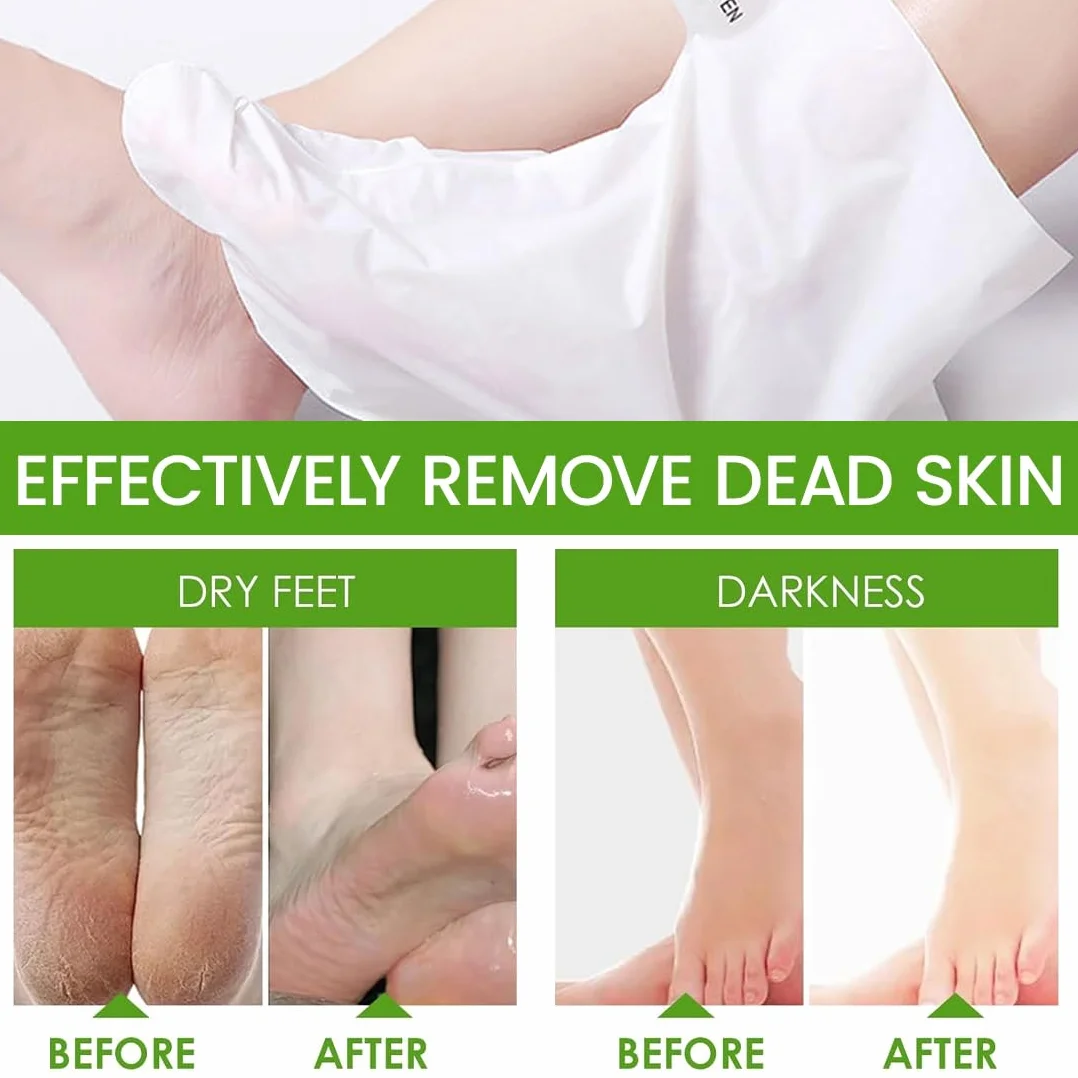 Masque Pieds Peeling Exfoliant Aloe Vera pour Pieds Doux 2 Pièces
