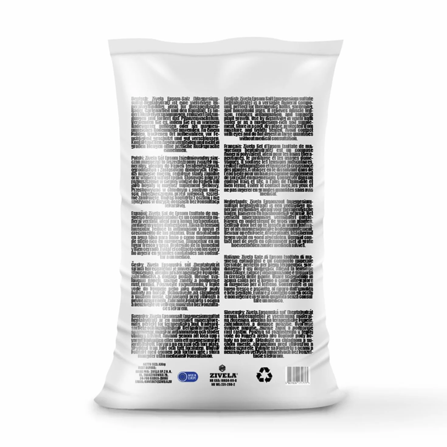 Sel de bain 5 kg - Sulfate de magnésium qualité pharmaceutique pur - Relaxation musculaire, soin de la peau - Blanc
