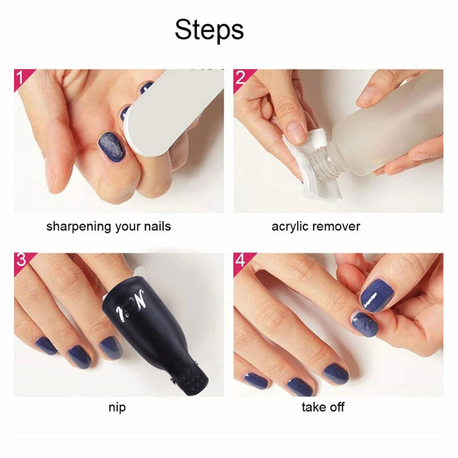10 Pièces Dissolvant Clips à Ongles en Acrylique Kit Manucure avec 2 Coupe Cuticules
