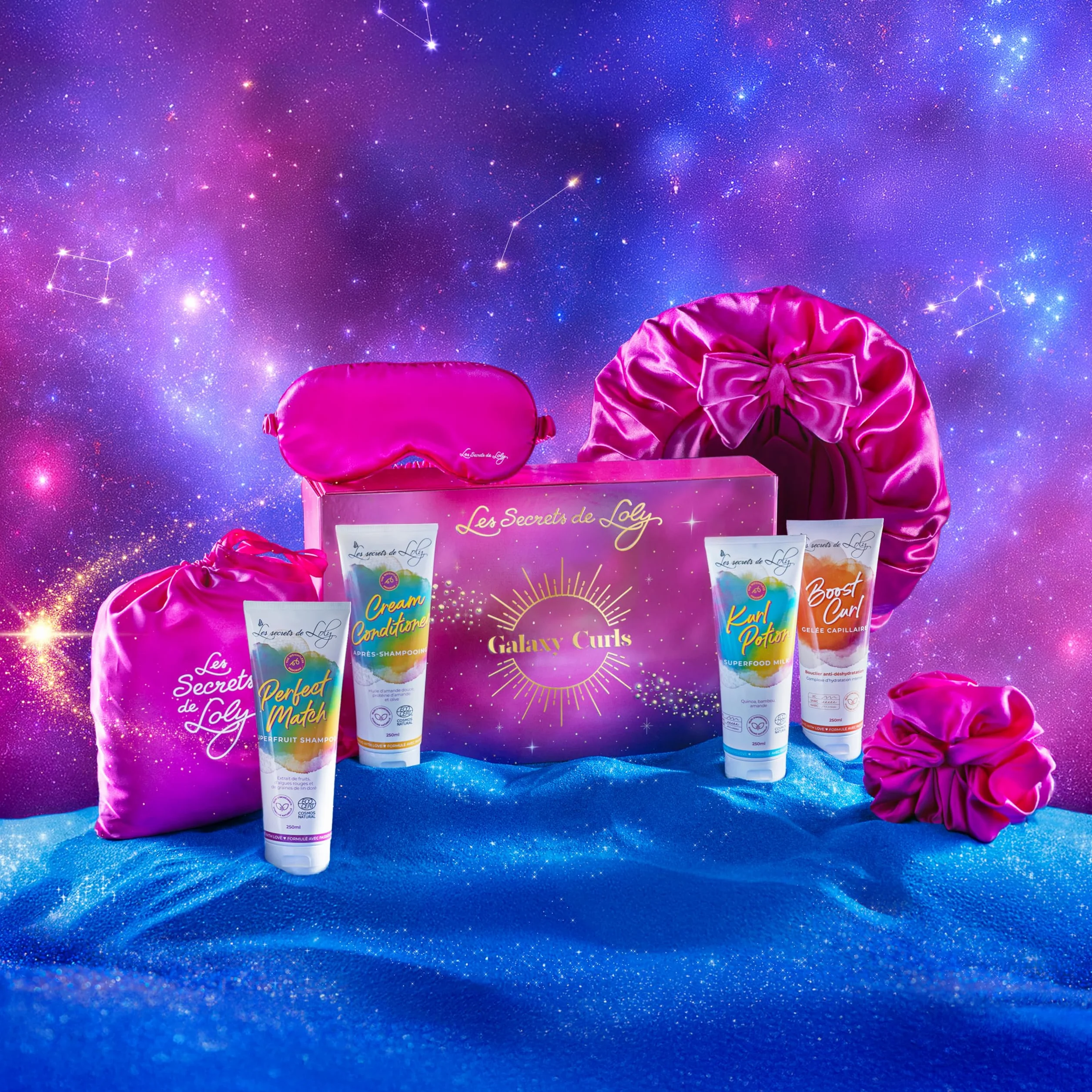Les Secrets De Loly Coffret Noël Ondulés Routine 4 Produits 3 Accessoires Satin Hydratation Définition Cheveux Ondulés 97% Galaxy Curls
