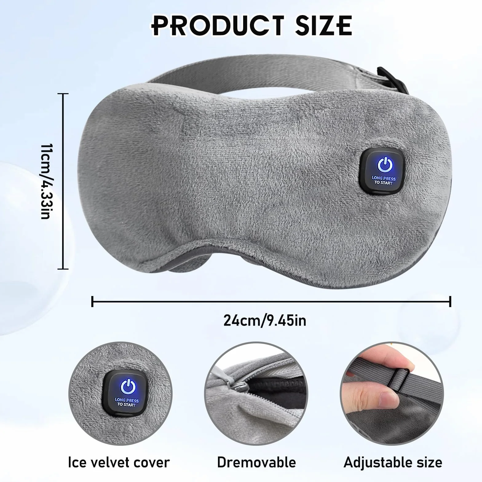 Lunettes chauffantes sans fil avec batterie sans fil - Masque chauffant pour les yeux - 3 niveaux de chaleur - Housse lavable - Pour les yeux secs et un meilleur sommeil