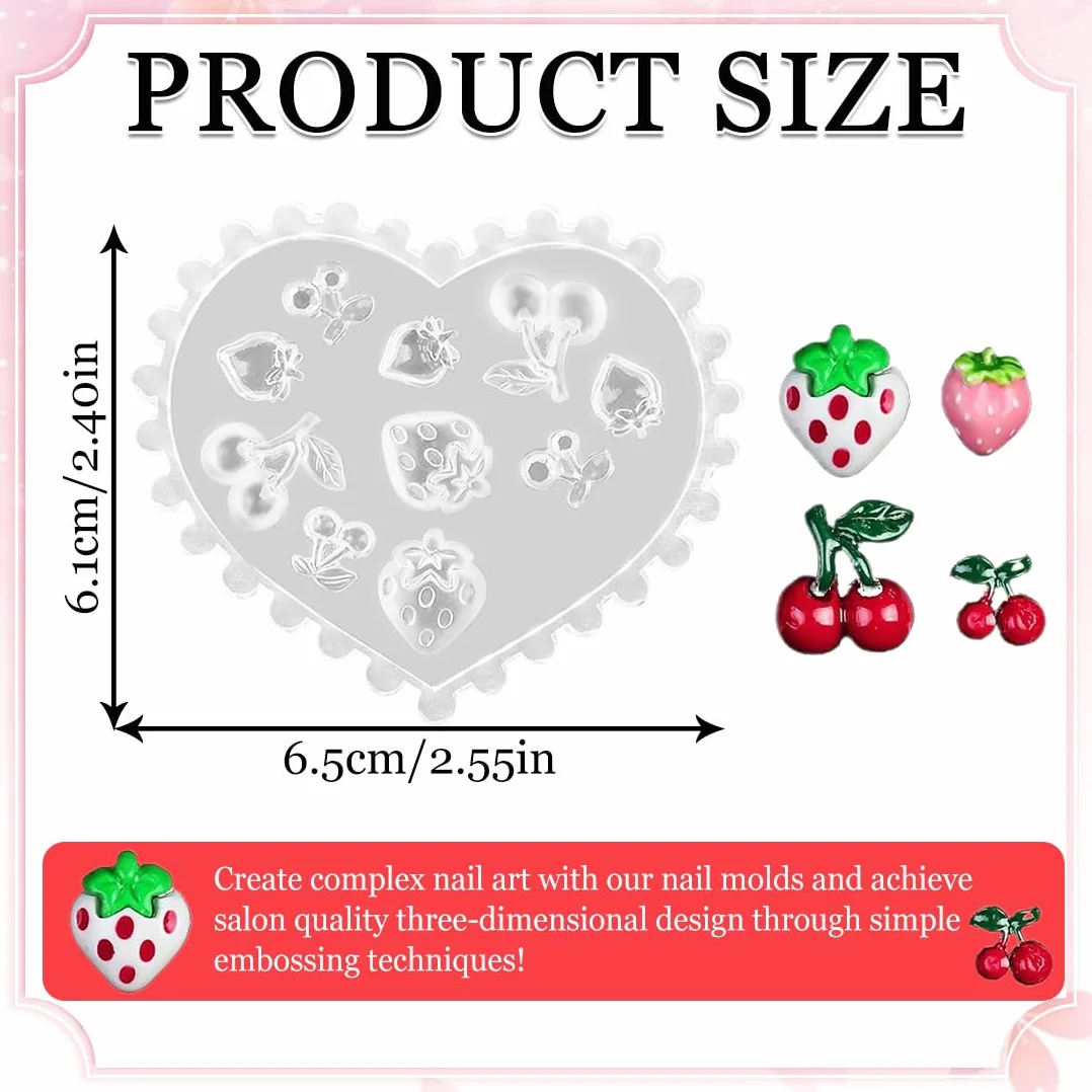 Moules en Silicone 3D Fleurs pour Art Ongulaire, Motif Floral et Fraise, Accessoires DIY Ongles