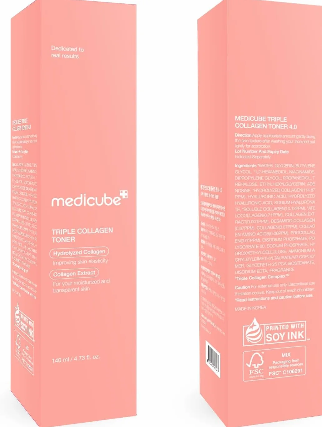 Medicube TRIPLE COLLAGEN TONER 4.0, 140 ml – Toner facial avec effet hydratant et raffermissant